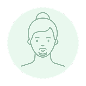 Minimalistic illustration of a person's face.