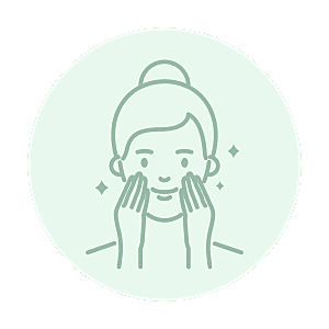 Person applying skincare or facial treatment illustration.