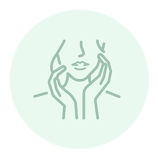 Minimalist line drawing of a woman’s face.