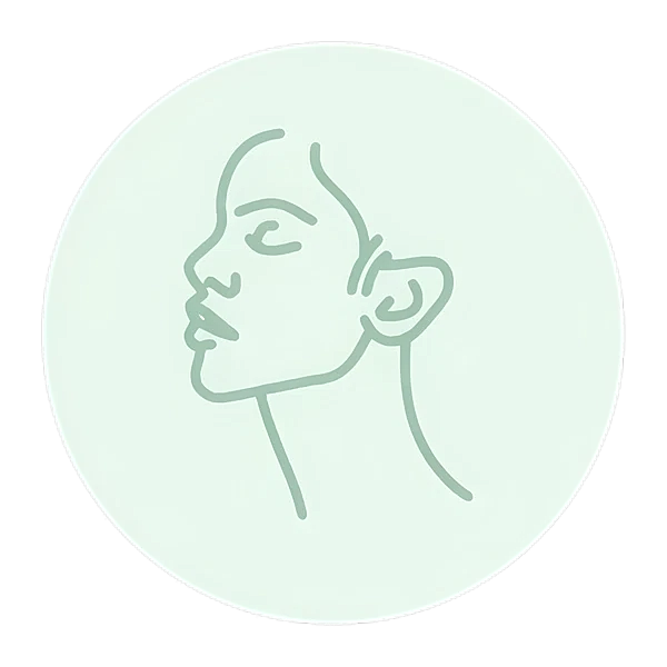 Line art of a woman's profile silhouette.