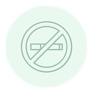 No smoking or vaping symbol in green.