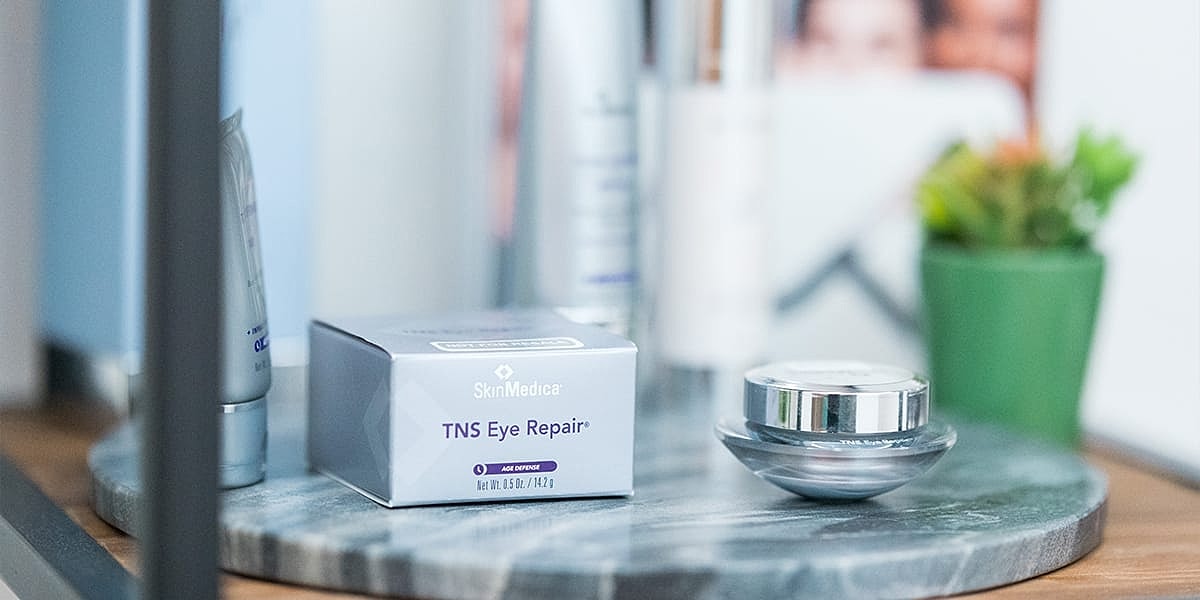 SkinMedica TNS Eye Repair on display.