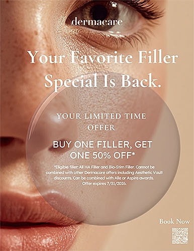 Dermacare filler promotion with special offer details.